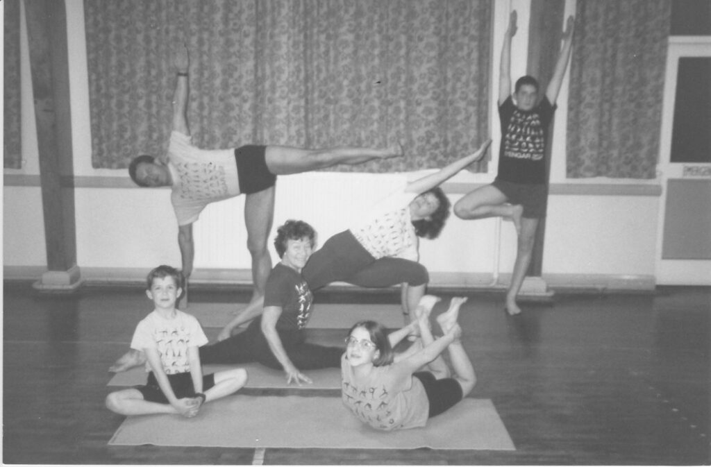 Lillian practising with her children, Sheila and Gerrard, and Sheila's children